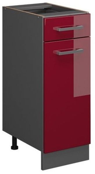 Küchenunterschrank R-Line Rot Hochglanz 30 cm ohne Arbeitsplatte Vicco Bild 4