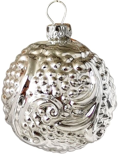 Rocaillen Kugel Ornament Silberform Ø 5,5cm Schatzhauser Thüringer Glas und Weihnachtsschmuck