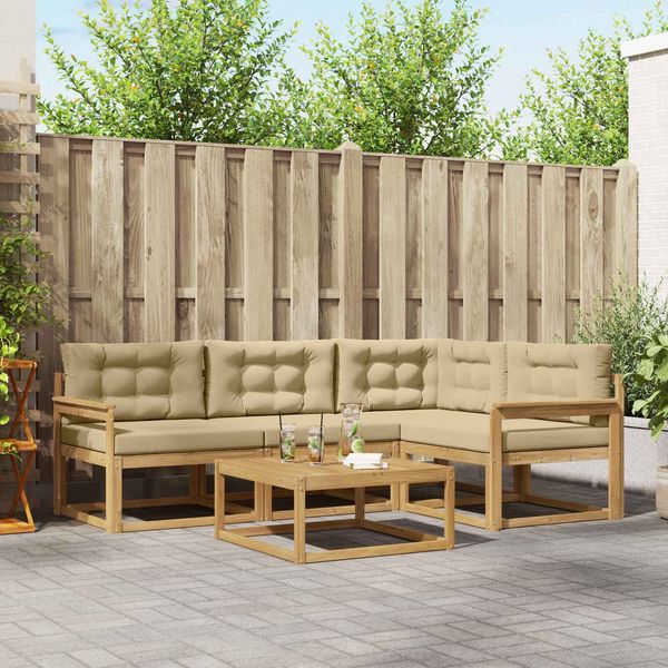vidaXL Outdoor-Sofagarnitur 5 pcs Weiß und Beige 79 x 79 x 37 cm 3386402
