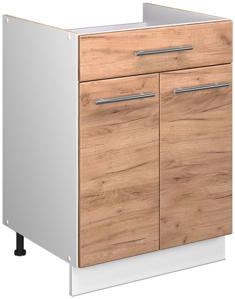 Unterschrank für Spüle/Kochfeld Fame-Line Goldkraft Eiche/Weiß 60 cm mit Schublade, ohne Arbeitsplatte Vicco