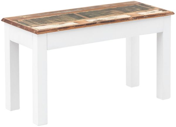massivum Holzbank Perth 80x45x35 cm weiß bunt recyceltes Hartholz Shabby-Chic Sitzbank Flurbank Landhausstil kleine Küchenbank