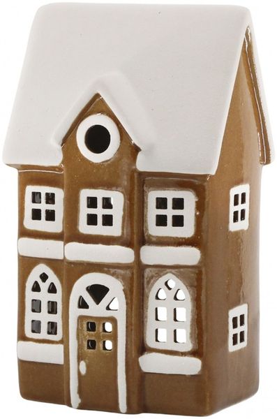 Chic Antique - Lichterhaus Teelichthaus Windlicht H17,5cm Braun Keramik 39114920