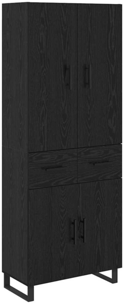 vidaXL Highboard 2 Stück Schwarz Eichen-Optik Engineered Wood und Glas 3416190