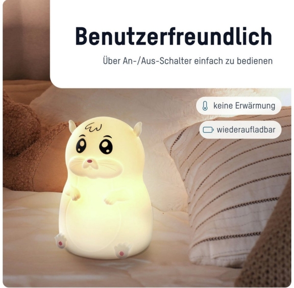 ANSMANN AG LED Nachtlicht Nachtlicht Kinder Silikon aufladbar dimmbar 7 Farben Hamster Bild 3