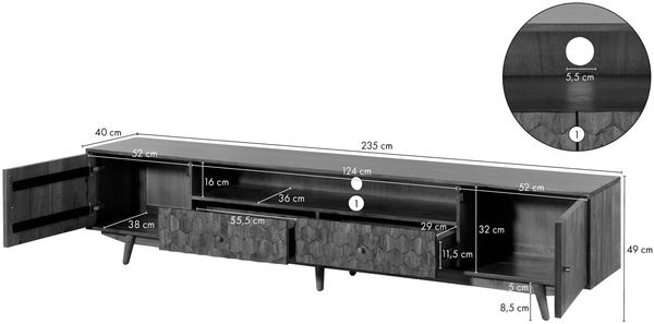 TV-Board Akazie 235x40x49 weiß lackiert MOSAYK #219 Bild 6