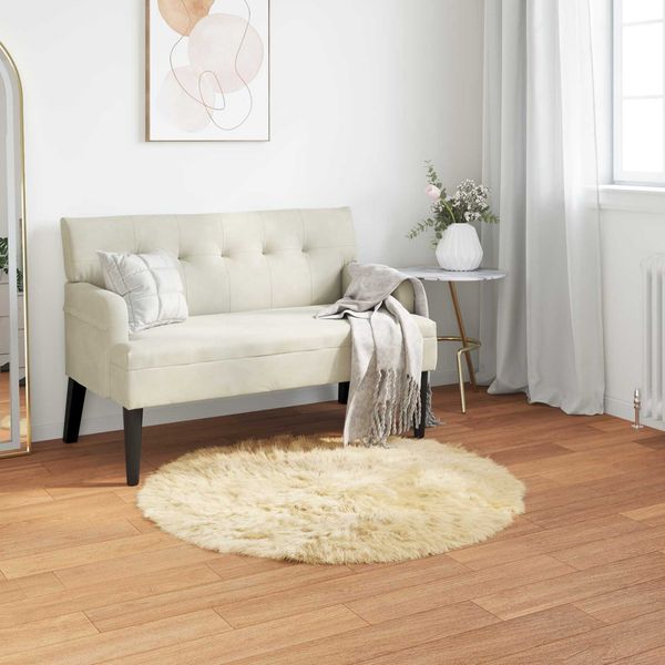 vidaXL Teppich aus Kunstschaffell TAFALLA Creme Ø 120 cm Polyester 42021515