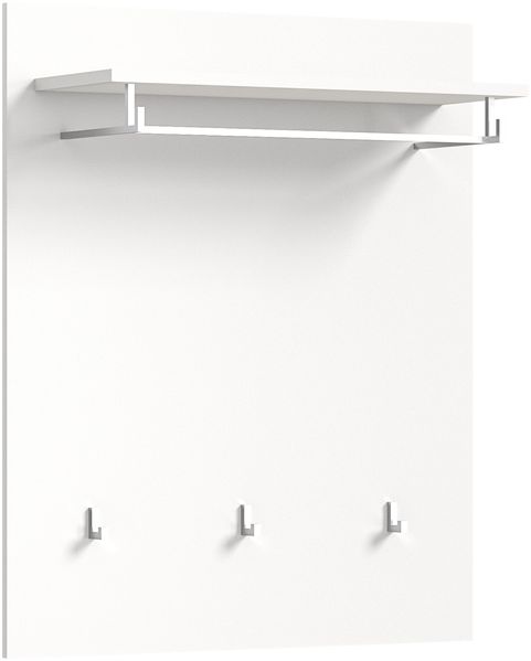 xonox. home Garderobe Solero X7WA9621 Wandgarderobe Garderobenpaneel in Weiß Nachbildung und weiß Hochglanz tiefzieh, ca. B/H/T: 80 x 96 x 25 cm