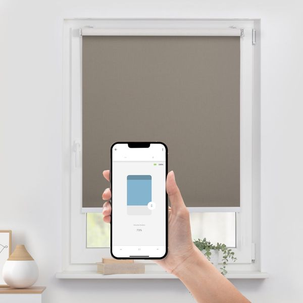 Lichtblick Sonnenschutzsysteme GmbH Bluetooth-Rollo Palermo 130 cm x 190 cm (BxL) choco Verdunkelnd & Thermofuntion; Klemm- und schraubbar; Motor per App oder manuell steuerbar