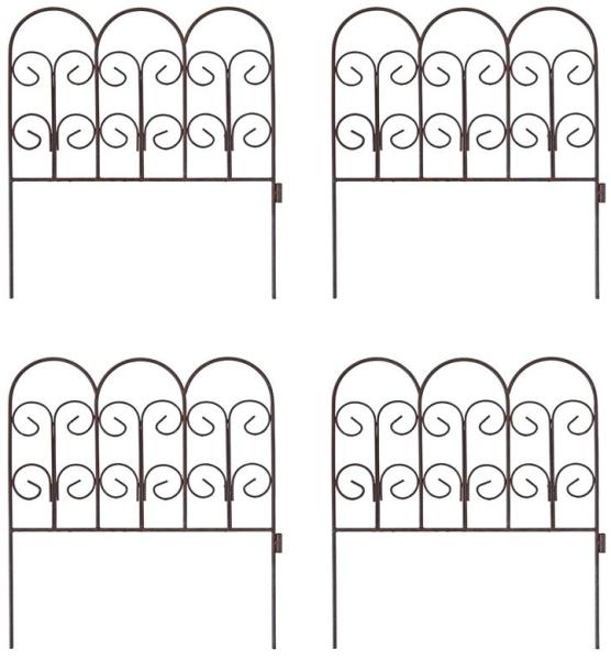 Schmuckzaun Metallzaun Gartenzaun 41x46 cm Zaunelemente 4er Set erweiterbar Rost