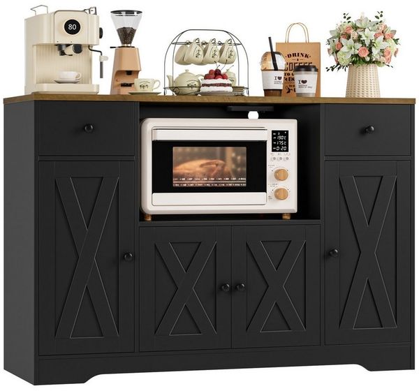 HOMECHO Sideboard, Küchenschrank mit verstellbare Ablagen und Mikrowellenregal