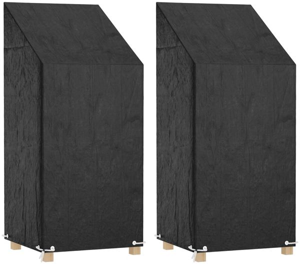 vidaXL Abdeckungen für Gartenstühle mit 8 Ösen, 2 Stück, Polyethylen schwarz, 65 x 65 x 110 / 150 cm