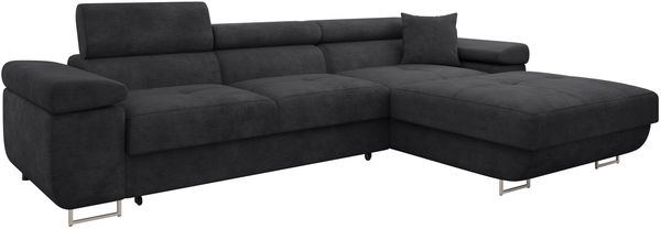 Ecksofa Torezio Mini mit Bettkasten, Schlaffunktion und Einstellbare Kopfstützen (Farbe: Margo 227.09, Seite: Rechts)
