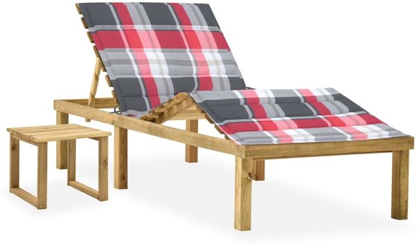vidaXL Garten-Sonnenliege mit Tisch und Auflage Kiefer Imprägniert 3065877