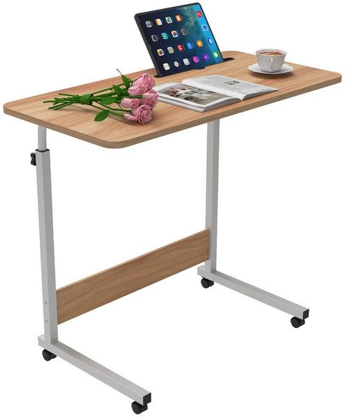 JEOBEST Schreibtisch Computertisch Mobiler Stehtisch 80x40cm Laptoptisch mit Rollen, (1-St), Höhenverstellbarer 69-90cm, Beistelltisch fürs Sofa