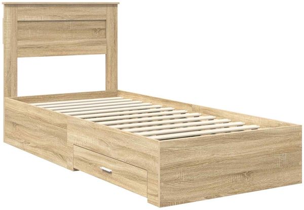 vidaXL Bettrahmen mit Kopfteil Sonoma-Eiche 90 x 190 cm Holzwerkstoff 3410029 Bild 4