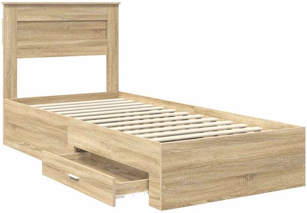 vidaXL Bettrahmen mit Kopfteil Sonoma-Eiche 90 x 190 cm Holzwerkstoff 3410029 Bild 5