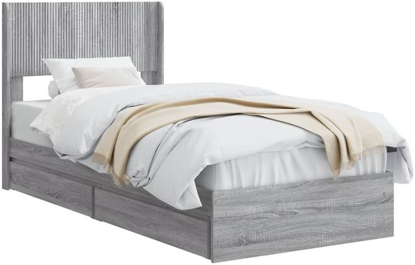 vidaXL Bettgestell mit Stauraum und Kopfteil Grau Sonoma 90 x 190 cm 3414424 Bild 2