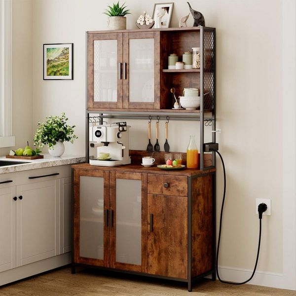 Dripex Küchenbuffet Küchenschrank Buffetschrank mit Arbeitsplatte 181cm Hoher