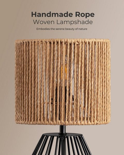 EDISHINE Nachttischlampe Dekolampe H29 cm mit Metallfuß, LED wechselbar, 2700 K Warmweiß, Vintage Tischleuchte mit E14 Leuchtmittel, für Fensterbank, Geschenk