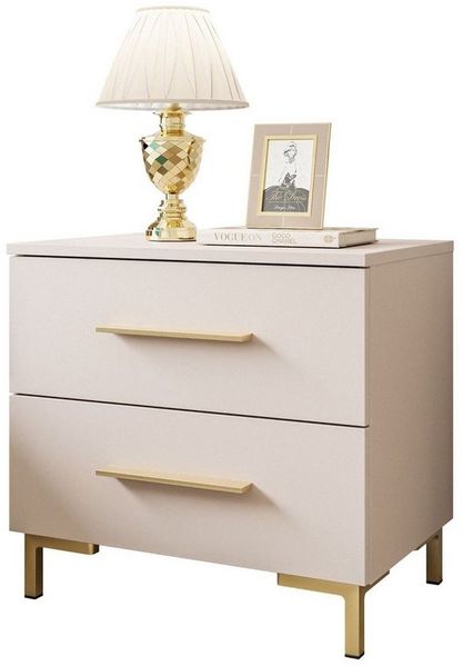 Lookway Nachttisch LINA Kaschmir mit LED Beleuchtung, Breite 55cm