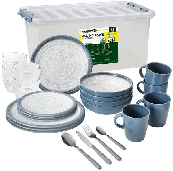 BRUNNER Geschirr-Set BRUNNER Campinggeschirr Set TUSCANY (8, 12, 16, 36-Teile) Rutschfest (36-tlg)
