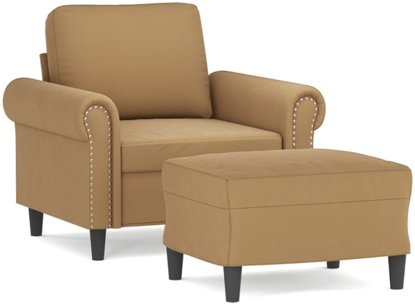 vidaXL Sessel mit Hocker Braun 60 cm Samt 3201212