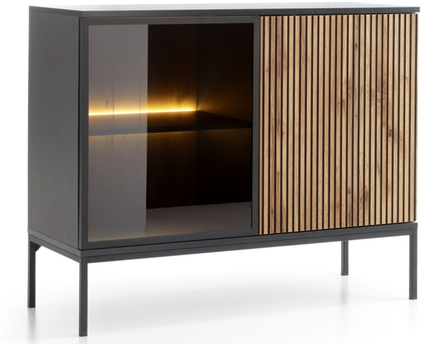 Kommode Sideboard Sento 104x39x83cm schwarz Wotan Eiche MDF