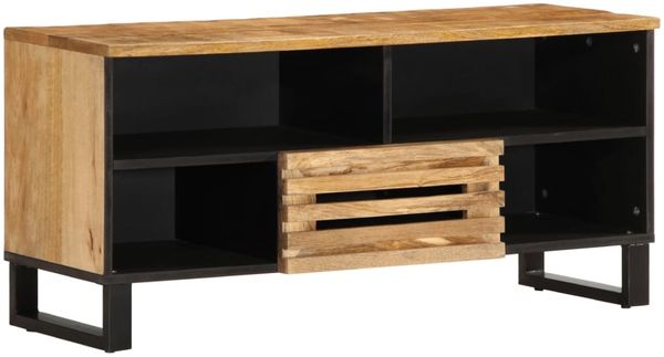 vidaXL TV-Schrank 100x34x46 cm Raues Massives Mangoholz 377514