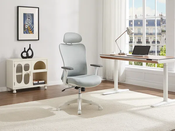 Vente-unique - SORLITA Office chair Stoff GrauWeiß - B 67 cm x H 121 cm113 cm x L 63 cm