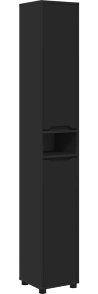 vidaXL Badezimmerschrank Schwarz 30,5 x 30 x 195 cm Holzwerkstoff 888758
