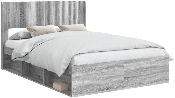 vidaXL Bettgestell mit Stauraum und Kopfteil Grau Sonoma 120 x 200 cm 3414232 Bild 2