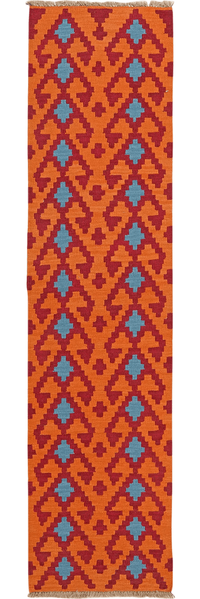 Looma 'Jaleh' Kelim Gashgai handgewebt, Schurwolle Orange, 60x245 cm