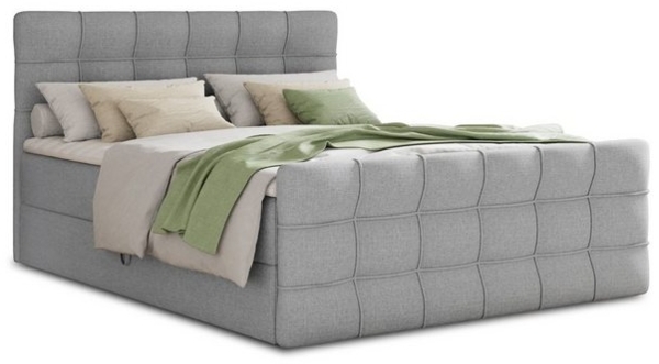 Boxspringbett Best Lux mit Fußteil, 2 Bettkästen, Bonell-Matratze und Topper, Polsterbett (Grau (Inari 91), 140 x 200 cm) Bild 4