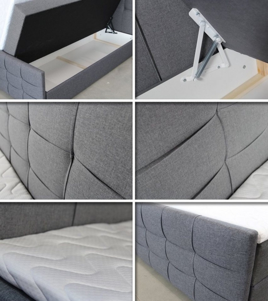 Boxspringbett Best Lux mit Fußteil, 2 Bettkästen, Bonell-Matratze und Topper, Polsterbett (Grau (Inari 91), 140 x 200 cm) Bild 3