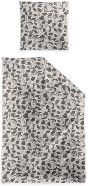 Irisette Feinbiber Bettwäsche Koala 135x200 Blätter silber grau natur 8588-11