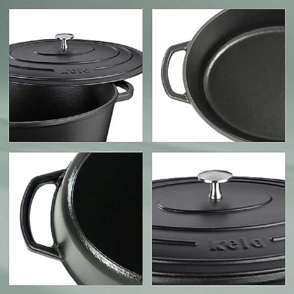 kela Gusseisen Bräter Calido oval Schwarz 6 L