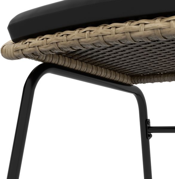Essstuhl-Set 3-teilig in Gelb, Rattan, mit rundem Tisch 40x40x45 cm und gepolsterten Kissen,73x70x63 cm Bild 6