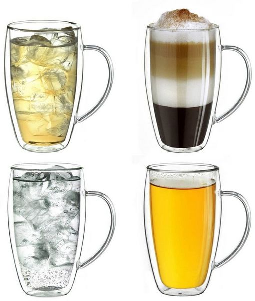 Creano Teeglas Thermoglas mit Henkel „DG-SHH“ 250 ml, 4er Set, 4-tlg, Borosilikatglas, 4 Gläser