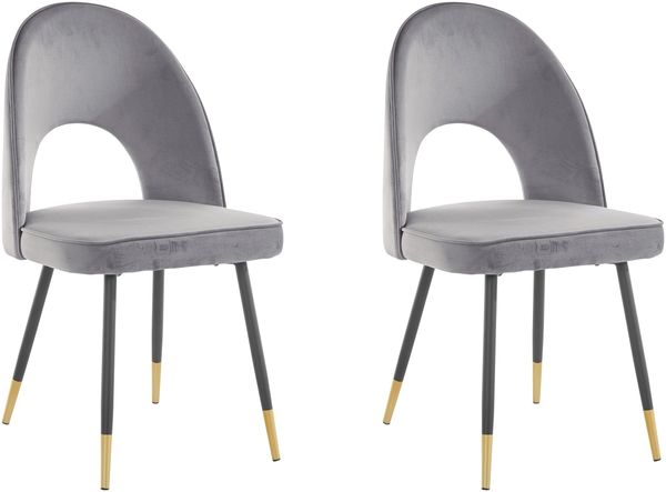 Küchenstuhl >Endre< (2er-Set) in Grau, Samt - 48x84x56cm (BxHxT)