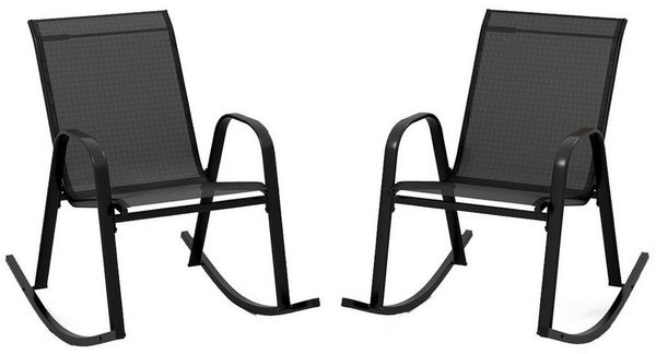 KOMFOTTEU Schaukelstuhl Gartenstuhl (2er Set), mit Rücklehne & Armlehne,bis 150 kg