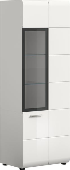 Vitrine (B/H/T: 60x160x34 cm) in weiß hochglanz tiefzieh