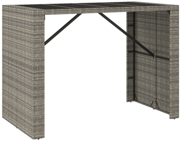 vidaXL Bartisch mit Glasplatte Grau 145x80x110 cm Poly Rattan 362598