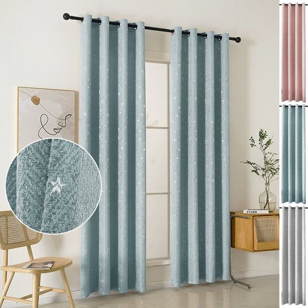 BTTO V&G Vorhang Gardine Sternen, Vorhang Ösen, Transparent/80 % Verdunkelungsvorhänge, Wohnzimmer Schlafzimmer 132X160/132X213/132X244cm