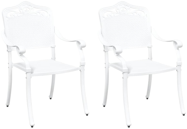 vidaXL Gartenstuhl 2 pcs Weiß 55 x 56,5 x 91cm Aluminium 42002380
