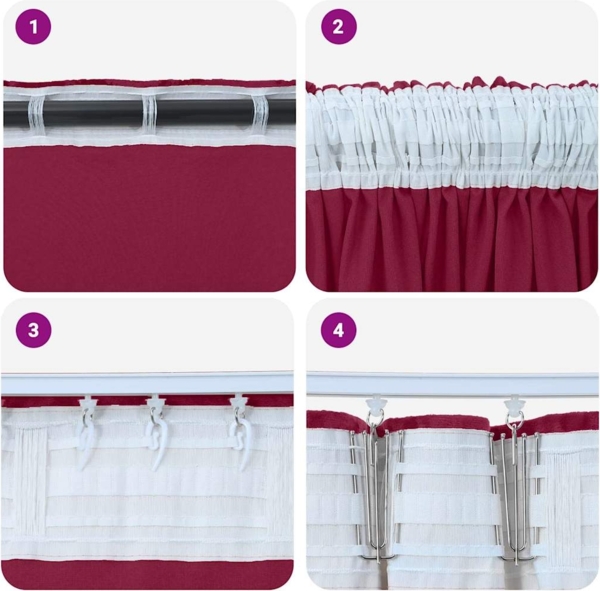 vidaXL Samtvorhänge mit Vorhängen 2 pcs Weinrot 225 x 140 cm Samt 4107680 Bild 6