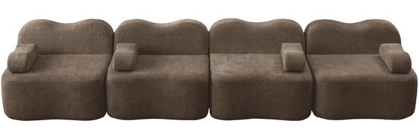 4-Sitzer modulares Ecksofa H 70 x T 384 x B 98 cm aus Samt in Braun, rahmenlos mit tiefer Sitzfläche Bild 6