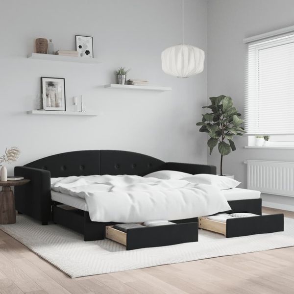 vidaXL Tagesbett Ausziehbar mit Schubladen Schwarz 100x200 cm Samt 3197360