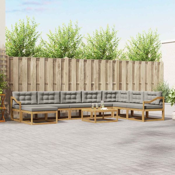 vidaXL Outdoor-Sofagarnitur 9 pcs Weiß und Hellgrau 3386915
