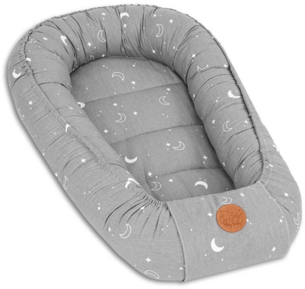 Babynest Kokon Neugeborene 90x50 cm - Handmade Kuschelnest Baby Nestchen aus Baumwolle Monde