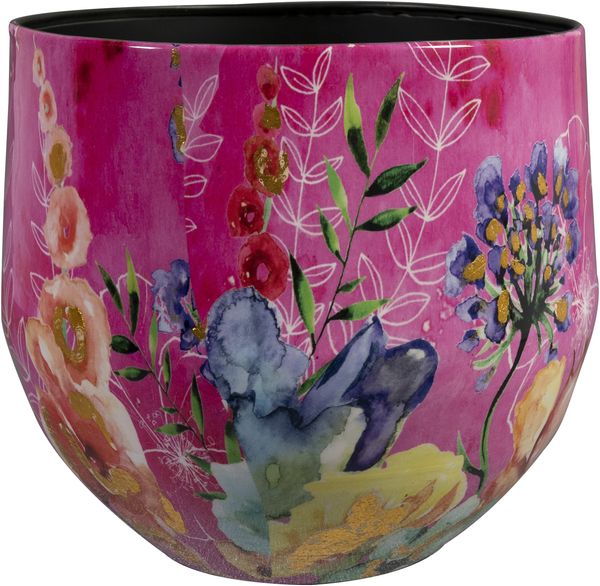 Ter Steege Blumentopf Metall Fuchsia-Mehrfarbig D 28 cm H 25 cm
